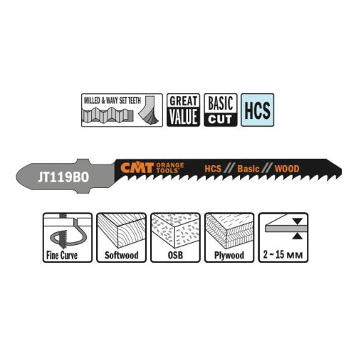 CMT Уран хөрөөний ир, модны; 76x2x12TPI / муруй, цэвэр, хурдан